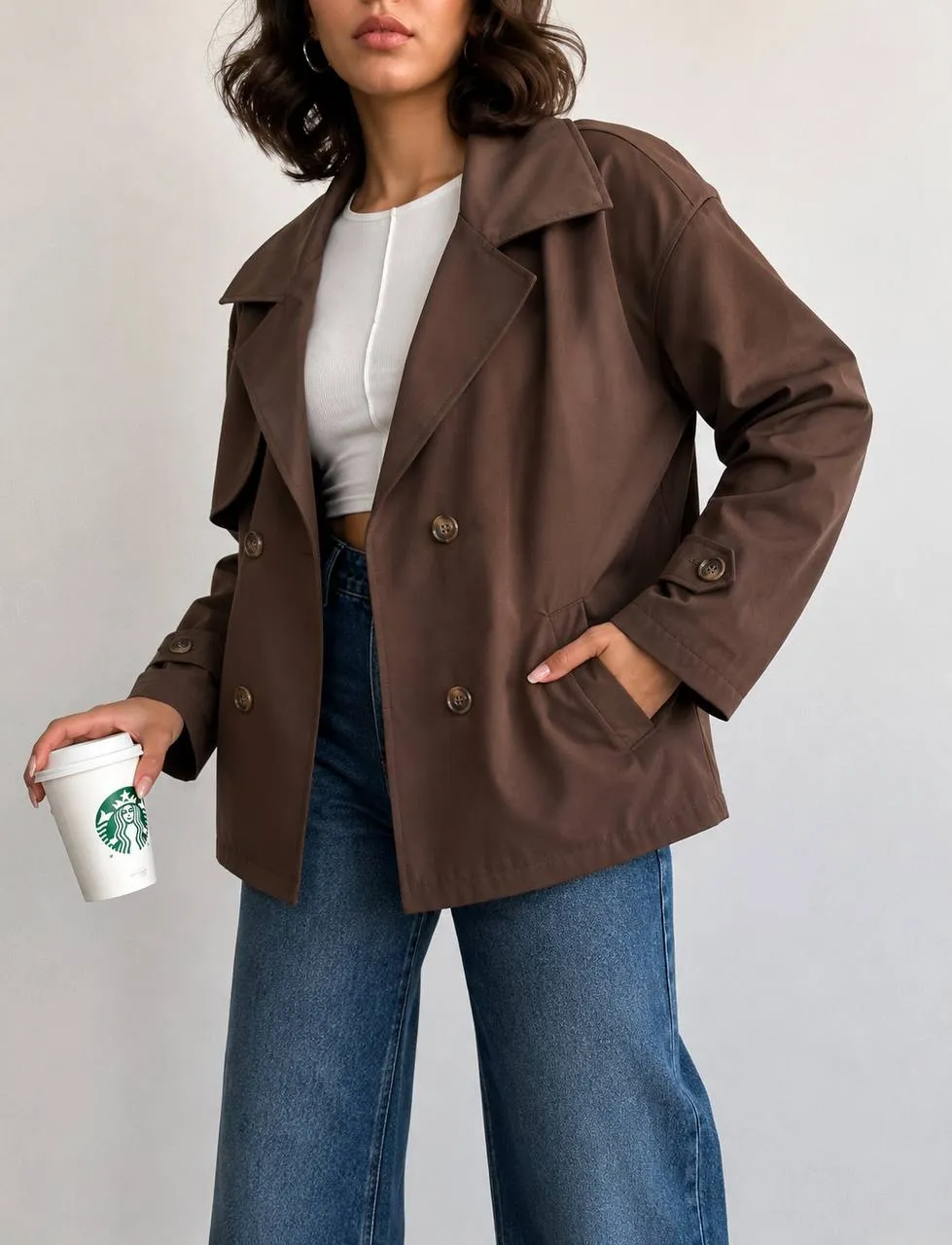 Oversize Kısa Trençkot